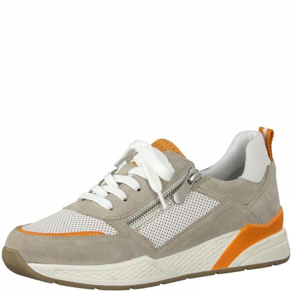 Marco Tozzi Sneaker Schnürer Reißverschluss beige orange 2-2-23735-26 