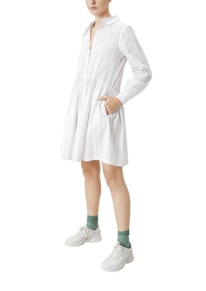 QS designed by Blusenkleid mit Volants weiß S12 2109145 38 | 01G1 white stri | 