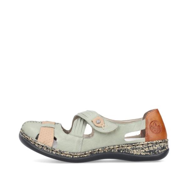 Rieker Antistress Damen Ballerina Klettverschluss Riemchen grün S13 46368-52 
