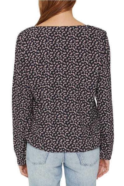 EDC Bluse Viskose V - Ausschnitt gemustert schwarz  991CC1F313 XS | C318 LEAF GREEN | 