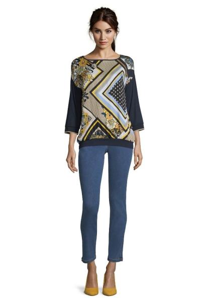 Betty Barclay Bluse Shirt 3/4 blau camel 20441132 36 | 8877 Dark Blue | 