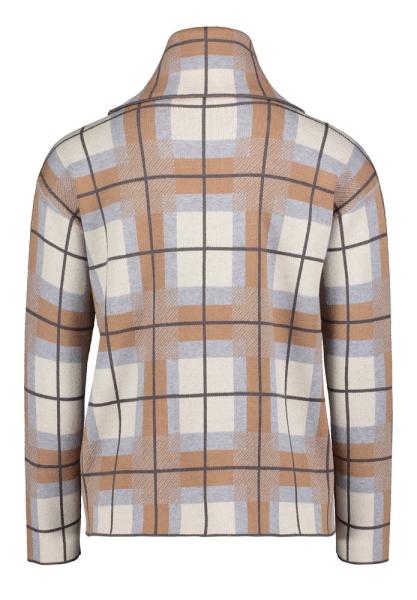 Betty Barclay Strickpullover großer Kragen Karo- Muster beige S22 57861026 