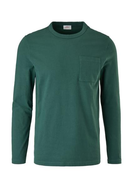 s.Oliver Herren Longsleeve Brusttasche Rundhalsausschnitt rot, grün S22 2119204 