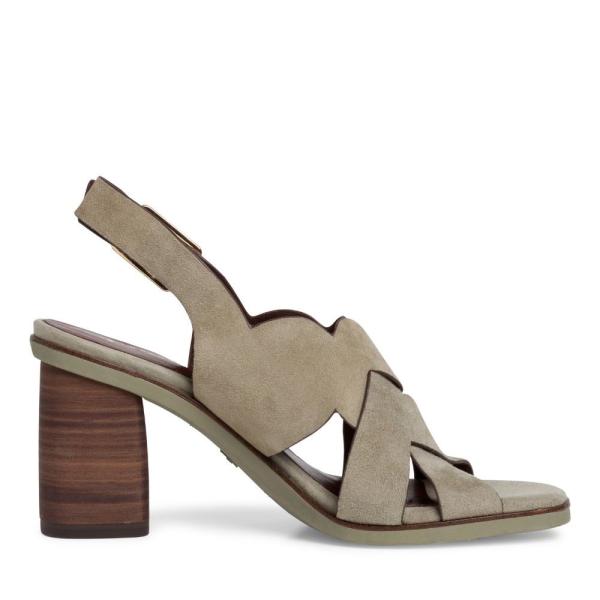 Tamaris Sandalette Leder Blockabsatz olive  1-1-28020-26 