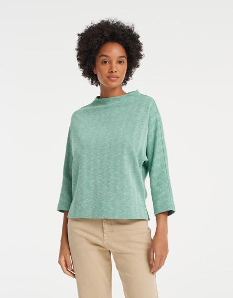 OPUS Sweater Gobile 3/4 Arm Fledermausärmel Fischgrat Muster grün S22 10129810994148 