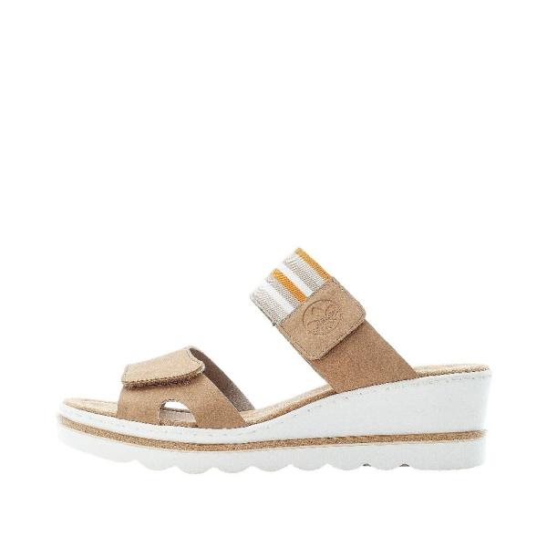Rieker Antistress Damen Pantolette Keilabsatz beige S12  67490-60 