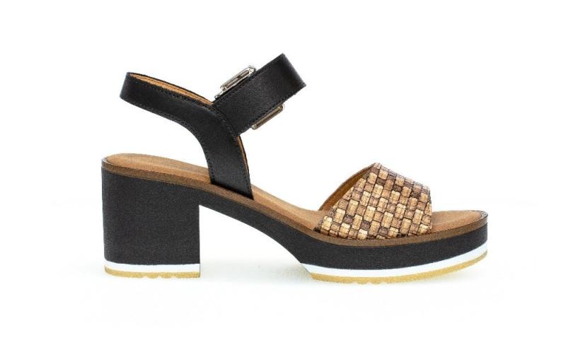 Gabor Plateau- Sandale Leder schwarz S12 84.690.37 