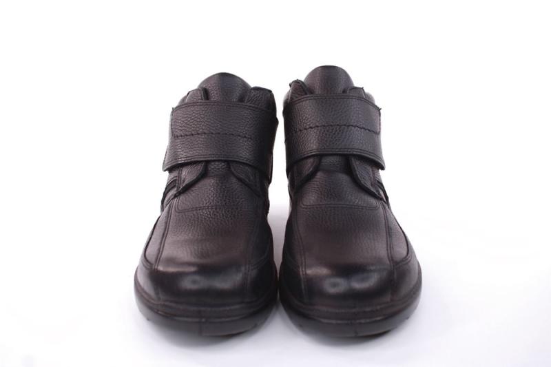 Jomos Herren Stiefelette Leder Lammfell Klettverschluss Comfortwweite H schwarz S22 464503 
