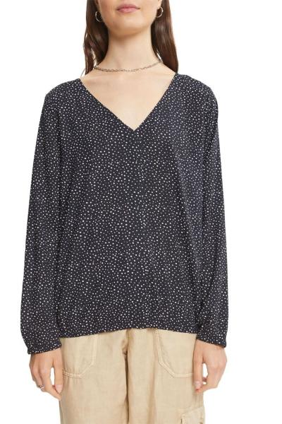 EDC Bluse LENZING™ ECOVERO™ Allover-Muster schwarz S22 992CC1F309 M | C004 BLACK 4 | 
