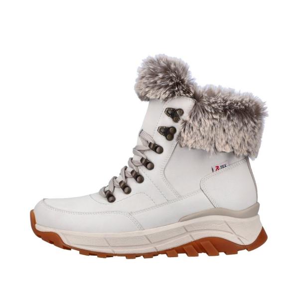 Rieker EVOLUTION Damen Schnürstiefel Schnürboot TEX- Membran Schurwolle Wechselfußbett weiß S22 W0063-80 38 | offwhite/murmel | F