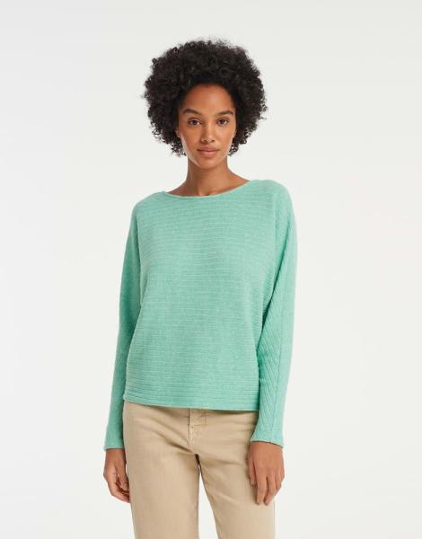 OPUS Sweatshirt Genime Quer- Ripp Fledermausärmel grün S13 10140311067100 
