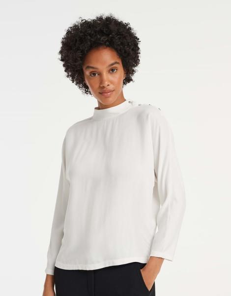 OPUS Shirt Selse Stehkragen Fledermausärmel Druckknöpfe weiß S13 10094310750147 