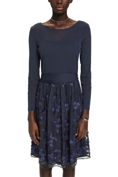 Esprit Minikleid mit 3D Spitze und floral bestickten Mesh navy S13 023EO1E331 