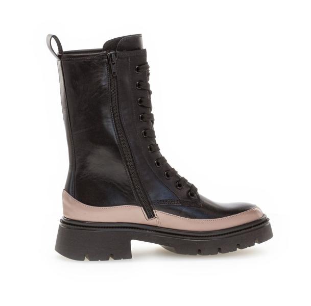 Gabor Bikerboot Schnürboot Leder Wechselfußbett schwarz S22 91.831.20 
