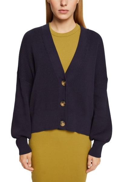 EDC Strick- Cardigan Knopfleiste V- Ausschnitt Boxy-Schnitt blau, lila S12  992CC1I317 