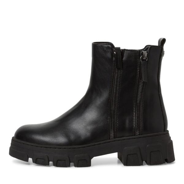 Tamaris Stiefelette derbe Sohle Zierreißverschlüße Wechselfußbett grau schwarz S22 1-1-25907-29 