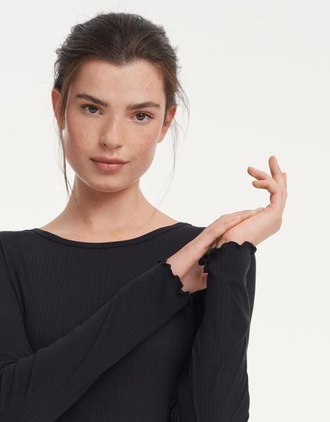 OPUS Shirt Rippe Siselotte schwarz S21 248409453 