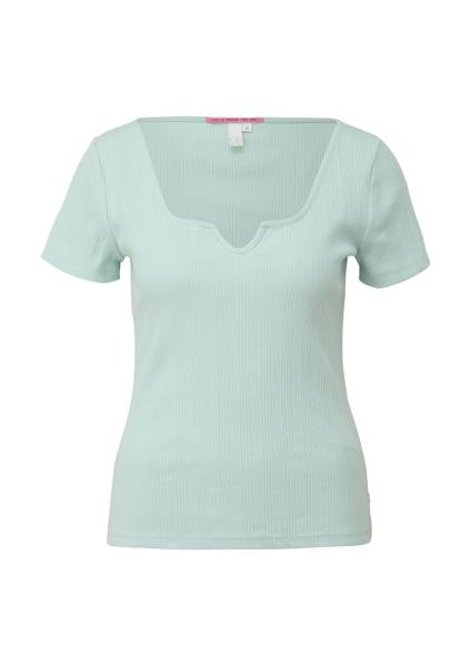 QS designed by T-Shirt mit Tunika-Ausschnitt weiß, lila, blau, schwarz S13 2127890 