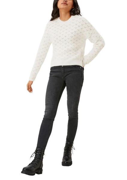 QS designed by Pullover Strick Rundhals ecru S21 2113656 