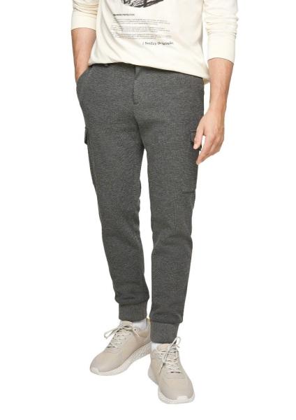 s.Oliver Hose Slim Fit Mid Rise Cargotaschen Gummizug schwarz melange S21 2105345 