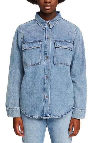 ESPRIT Jeans Jacke Bluse Umlegekragen Knopfleiste  Bruttaschen blau S12 022EE1G318 