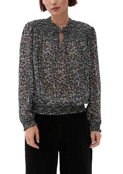s.Oliver Damen Tunikabluse Alloverprint Smoke- Details schwarz S22 2120835 