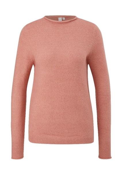 QS designed by Pullover mit Rollsäumen weiß, orange, grau S22  2124387 XL | 02W0 WHITE | 