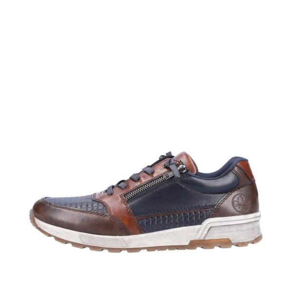Rieker Antistress Herren Schnürhalbschuh Sneaker Leder Reißverschluss blau S22 15163-14 