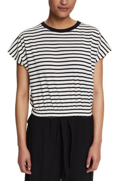 EDC T- Shirt gestreift Gummizugbund weiß S12 062CC1K317 