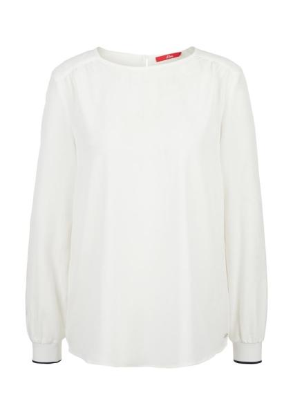 s.Oliver Bluse Langarm Rundhals Rippbündchen S20 2056581 36 | 0210 Off-White | 