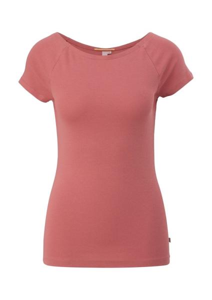 QS designed by Shirt aus Baumwollstretch weiß, orange, schwarz S13  2131449 