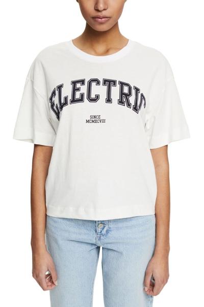 EDC T-Shirt Collage- Look Statement-Print Organic- Cotton weiß S12 022CC1K308 
