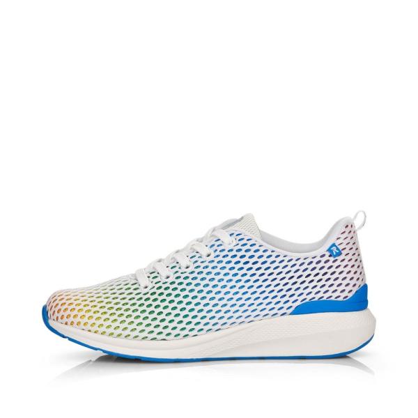 Rieker EVOLUTION Damen Sneaker Wechselfußbett Mesh- Optik Regenbogenfarben weiß  S13 40101-90 41 | sportweiss/weis | F