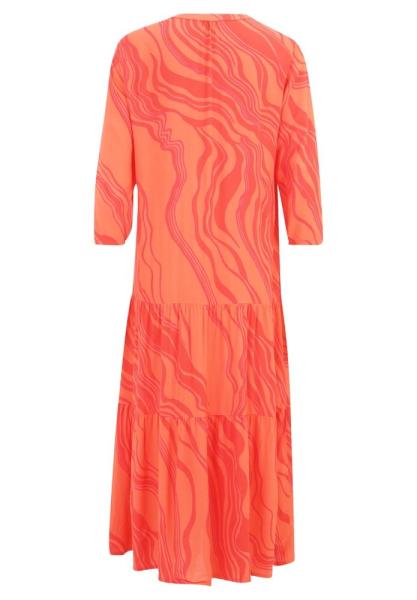 Betty Barclay Stufenkleid 3/4 Arm Midi- Länge Stehkragen rot S13  13671948 