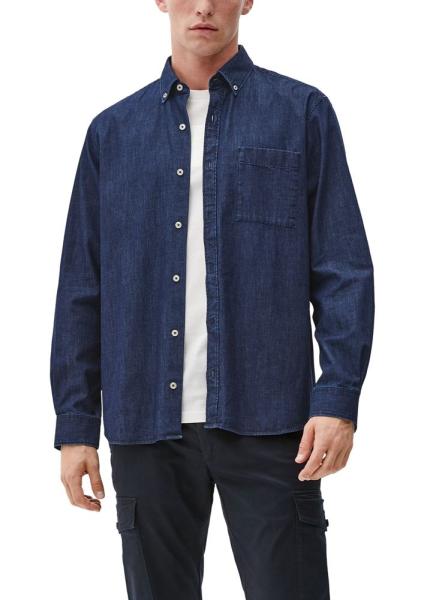 s.Oliver Herren leichtes Jeanshemd Knopfleiste Brusttasche Button Down- Kragen blau S22  2120984 