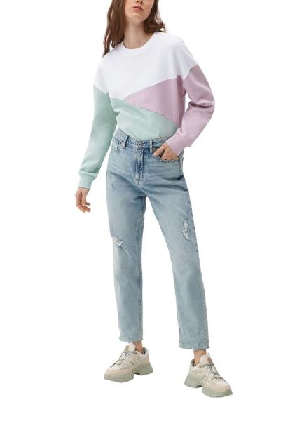 QS designed by Sweatshirt in Colour Blocking-Optik weiß S13 2127760 
