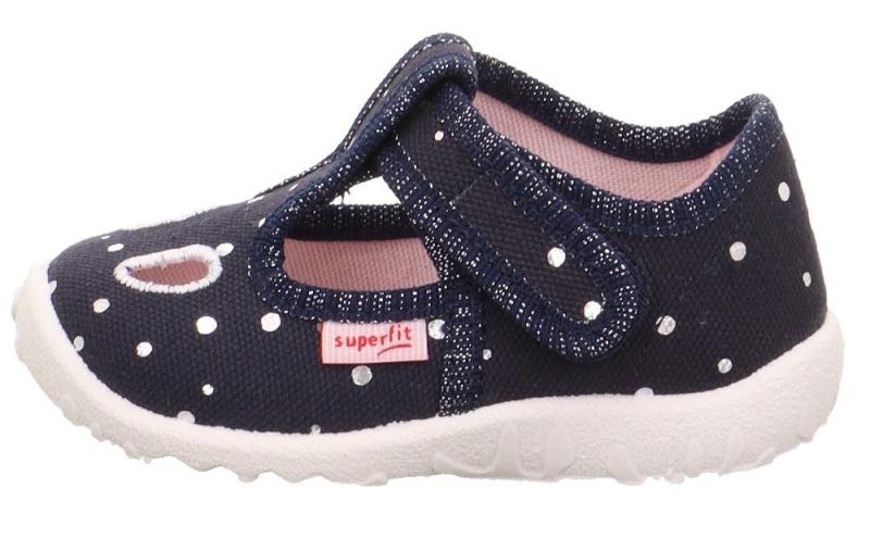 superfit SPOTTY - Dunkelblau/Silber Hausschuh mit Klettverschluss Punkte S13 1-009248-8020 
