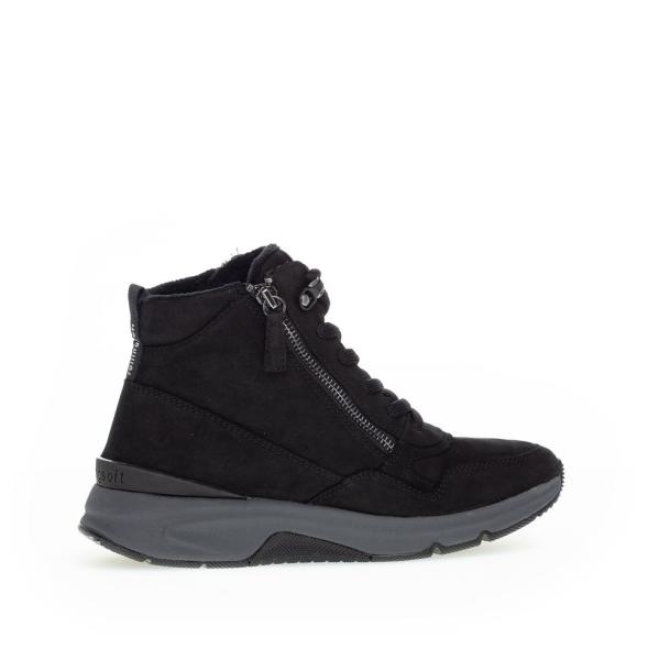 Gabor rollingsoft Schnürstiefelette Schnürschuh Rauleder OPTIFIT-Wechselfußbett  schwarz S22 96.888.47 
