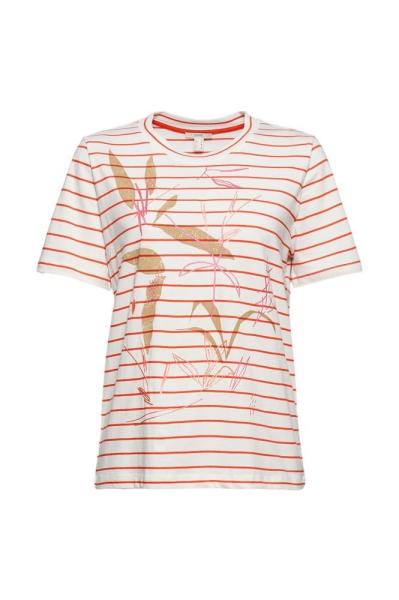 ESPRIT T- Shirt gestreift 041EE1K348 XXL | E635 ORANGE RED | 