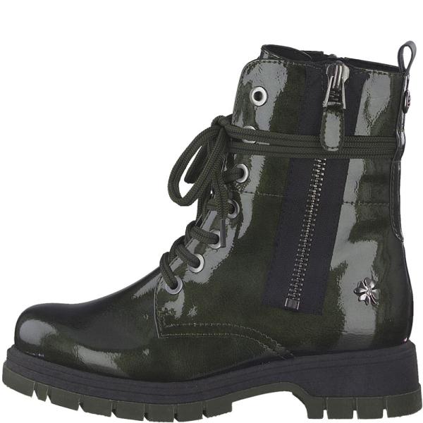 MARCO TOZZI by Guido Maria Kretschmer Schnürboots Schnürstiefelette Lack- Optik beige,grün S22  2-2-85200-29 