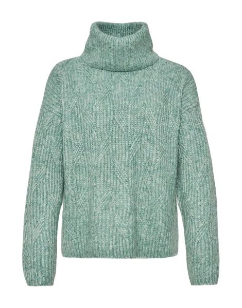OPUS Strickpullover Pakya Overrsize großer Kragen beige, grün S22 1010715934100 