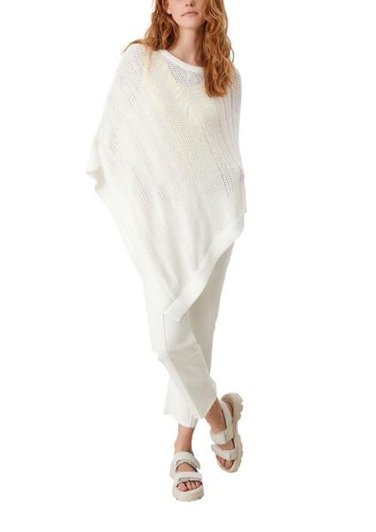 s.Oliver Poncho aus Ajourstrick S12 2116283 M | 0210 White | 