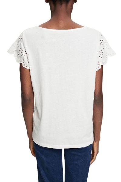 ESPRIT Recycelt T-Shirt mit Lochstickerei 042EE1K340 