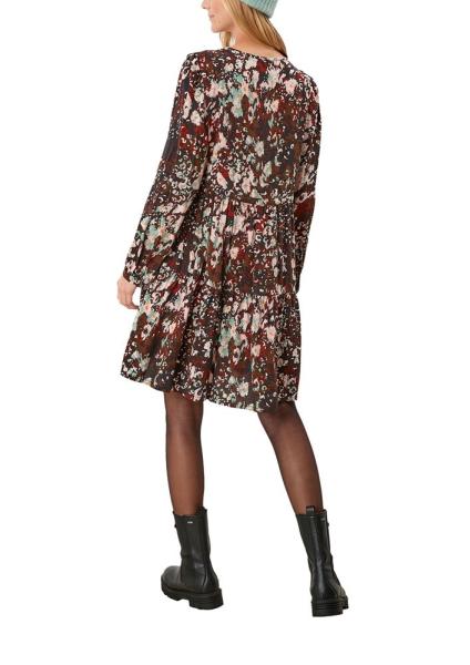 QS designed by Viskosekleid mit Volant schwarz 2105826 36 | 99A0 Grey / Bla | 