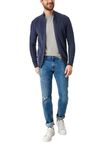 s.Oliver Strickjacke Stehkragen Reißverschluss blau S21 2106407 