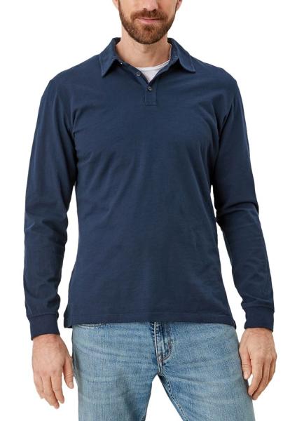 s.Oliver Shirt langarm Flammgarnjersey Polokragen blau  schwarz S12 2115897 S | 5876 dark blue | 