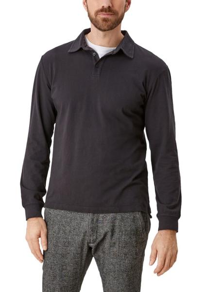 s.Oliver Shirt langarm Flammgarnjersey Polokragen blau  schwarz S12 2115897 L | 9999 black | 