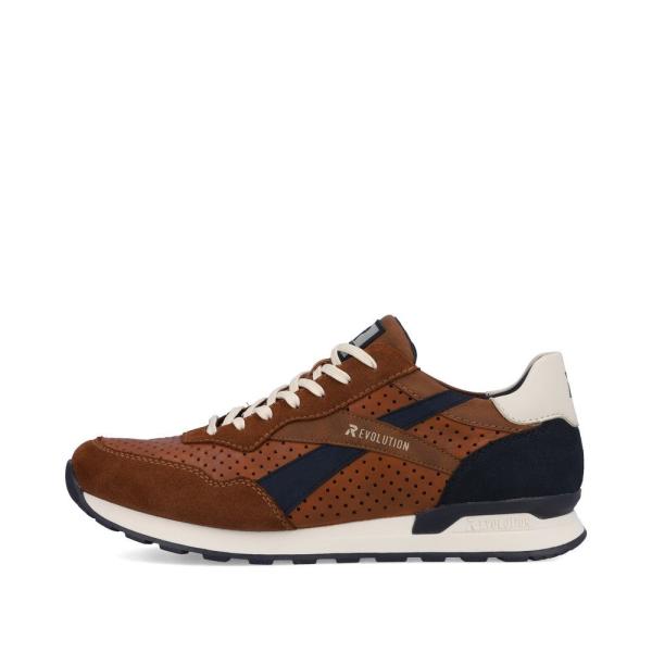 Rieker Evolution Herren Sneaker Halbschuh Leder Wechselfußbett durchbrochen braun S13 U0302-24 