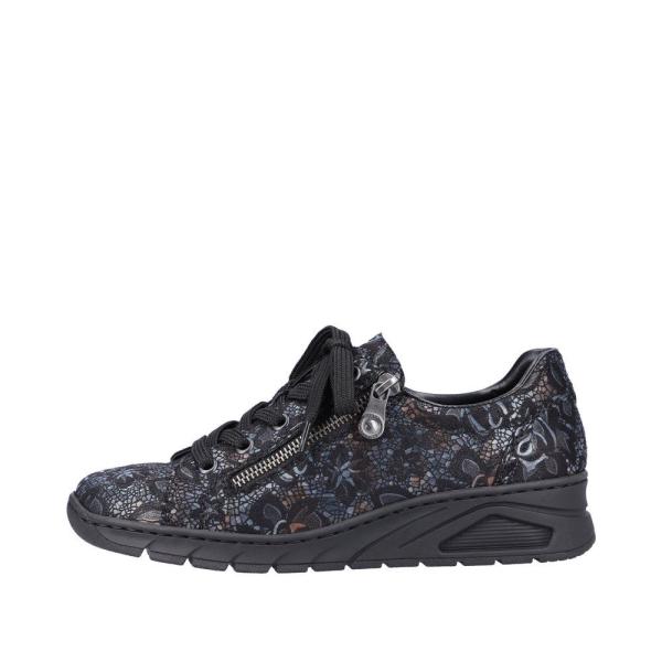 Rieker Damen Schnürschuhe schwarz-metallic S23 N3302-90 