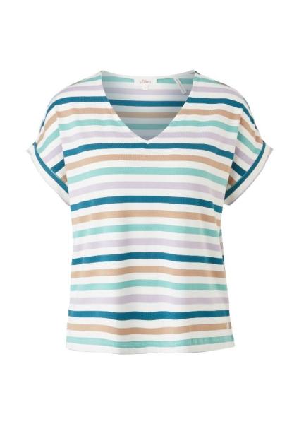 s.Oliver Damen Shirt Viskose gestreift weiß S12 2114337 34 | 02G8 WHITE | 